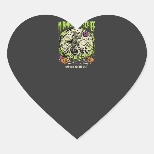 Sticker Cœur Méfait de cavalier d'os d'Halloween (Devant)