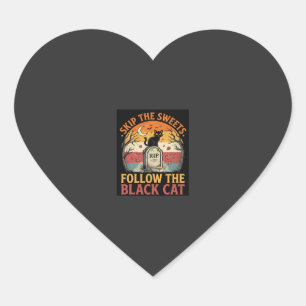 Sticker Cœur Méfait de chat noir d'Halloween ensorcelé