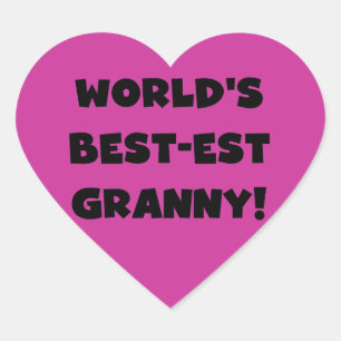 Sticker Cœur Meilleur cadeau Granny Black Text Tshirts du monde
