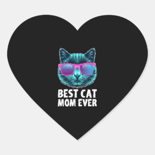 Sticker Cœur Meilleur Chat Maman Jamais mignonne Lunettes Drôle