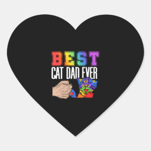 Sticker Cœur Meilleur Chat Papa Jamais Coloré Fête des pères ar