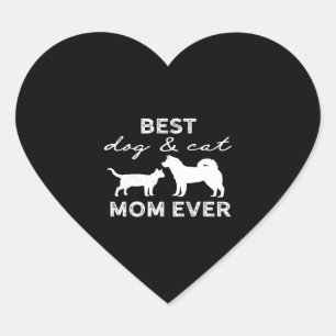 Sticker Cœur Meilleur Chien Et Chat Maman Cadeau Cute Crazy Cha