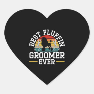 Sticker Cœur Meilleur Groomer Fluffin Jamais Chien Grooming Art