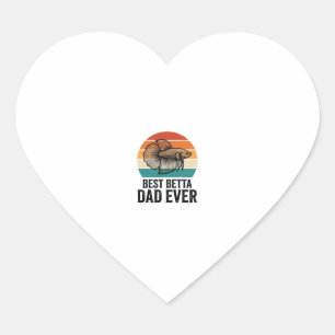 Sticker Cœur Meilleur Papa Betta Ever Création de Poisson Vinta