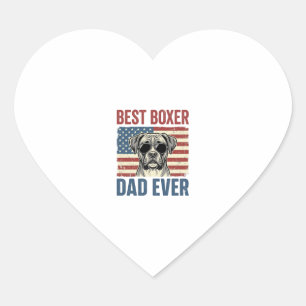 Sticker Cœur Meilleur Papa Boxer Vintage Chien