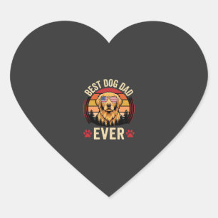 Sticker Cœur Meilleur papa chien de tous les temps Rétro Golden
