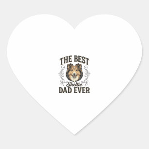Sticker Cœur Meilleur papa de Sheltie vintage conception de ama