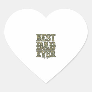 Sticker Cœur Meilleur Papa Ever Camo Design de Gravure Vintage_
