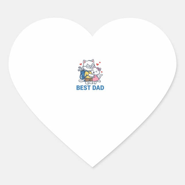 Sticker Cœur Meilleur Papa Golf Chat Câlin Mignon Design Vector (Devant)
