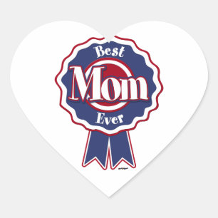 Sticker Cœur Meilleure maman Ever Ribbon bleu