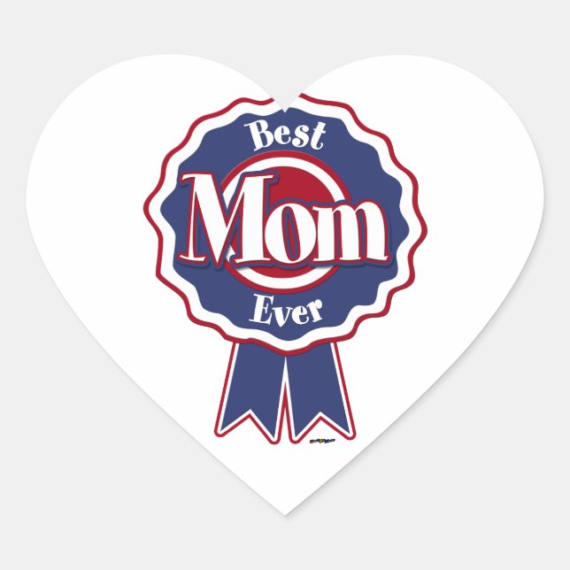 Sticker Cœur Meilleure maman Ever Ribbon bleu (Devant)