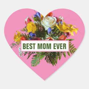 STICKER CŒUR MEILLEURE MÈRE DU MONDE CADEAU FÊTE DES MÈRES
