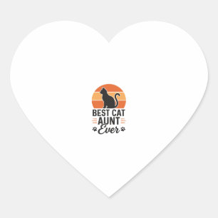 Sticker Cœur Meilleure Tante de Chat Vintage Sunset T-Shirt Des