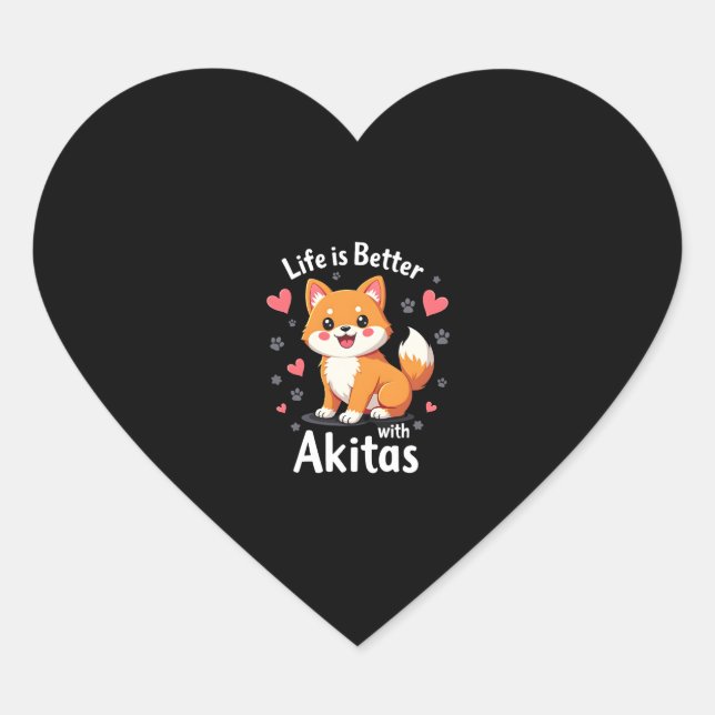 Sticker Cœur Meilleure vie avec Akita Débardeur (Devant)