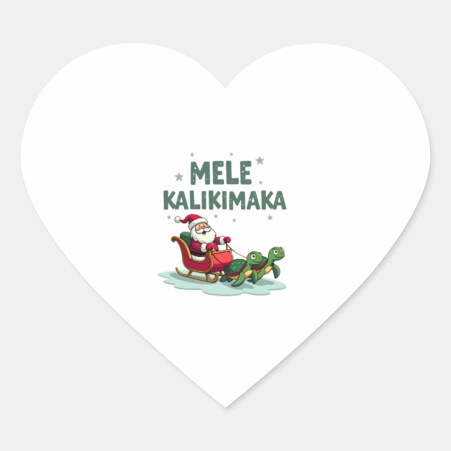 Sticker Cœur Mele Kalikimaka Christmas Shirt � Santa Sleigh Sea (Devant)