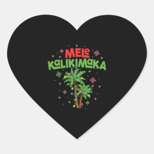 Sticker Cœur Mele Kalikimaka Hawaiian Christmas Palm Tree Light
