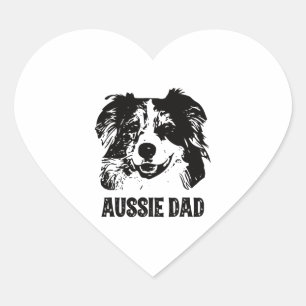 Sticker Cœur Mens Aussie Papa - Australian Shepherd Chien Papa