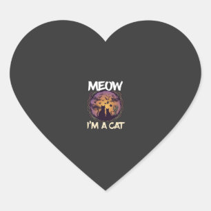 Sticker Cœur Meow Am Cat Halloween Night Witch Pumpkin_1