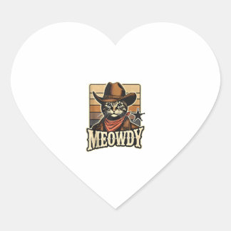 Sticker Cœur Meowdy Cat Cowboy Cowgirl Meow Howdy Halloween Cos
