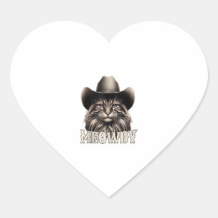 Sticker Cœur Meowdy Cat Cowboy Cowgirl Meow Howdy Halloween Cos