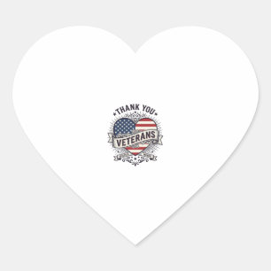 Sticker Cœur Merci aux vétérans Patriotic Heart Vector Design_1