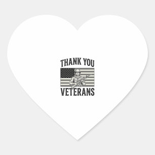Sticker Cœur Merci aux vétérans Vintage Flag Soldat Chemise Des