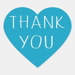 Sticker Cœur Merci Bleu Et Blanc Turquoise Coeur Amour