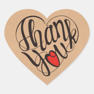 Sticker Cœur Merci & cœur en 17 langues sous forme de cœurs