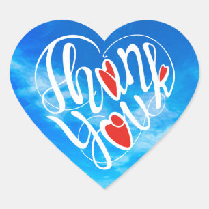 Sticker Cœur Merci & cœurs en 17 langues sous forme de cœurs