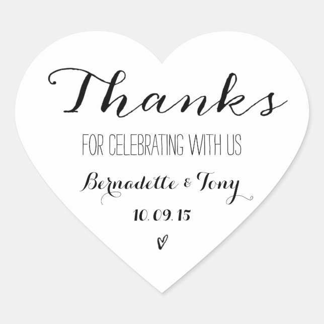 Sticker Cœur Merci D'Avoir Célébré Avec Nous ! Merci mariage (Devant)