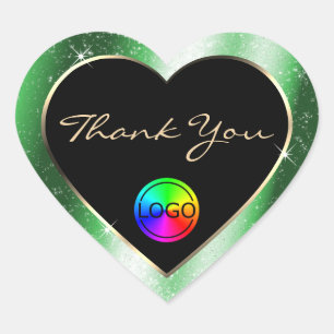 Sticker Cœur Merci de cadre Emerald Green Parties scintillant a