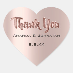 Sticker Cœur Merci de nom Balloons Rose Mariage nuptiale