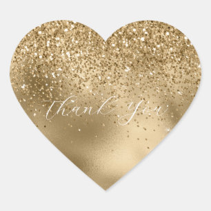 Sticker Cœur Merci de Parties scintillant Gold Glam