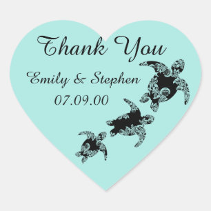 Sticker Cœur Merci des tortues marines