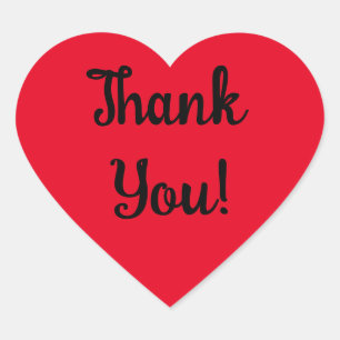 Sticker Cœur Merci ! Écriture noire sur Cœur rouge