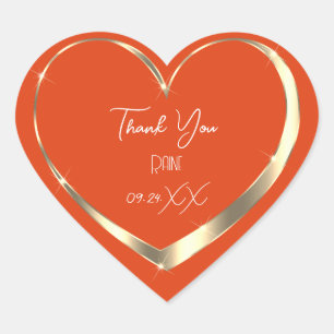 Sticker Cœur Merci Favor Coral Gold Heart Bridal Sweet16e