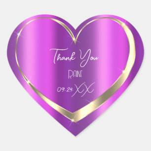 Sticker Cœur Merci Favor Purple Gold Heart Bridal Sweet16e