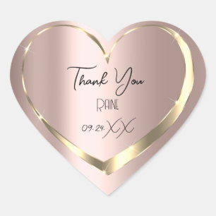 Sticker Cœur Merci Favor Rose Gold Heart Bridal Sweet 16e