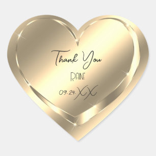 Sticker Cœur Merci Favori Faux Cœur Doré Mariage Douzième
