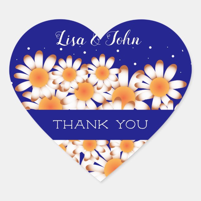 Sticker Cœur Merci Mariage Marine Bleu Coeur Enveloppe Sceau (Devant)