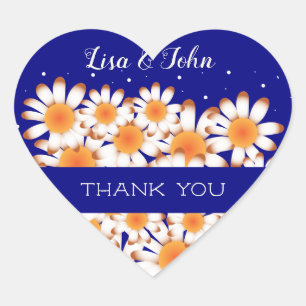 Sticker Cœur Merci Mariage Marine Bleu Coeur Enveloppe Sceau