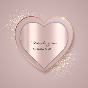 Sticker Cœur Merci Mariage Rose nuptiale Coeur
