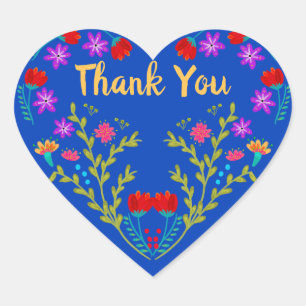 Sticker Cœur Merci Mexican Fiesta Royal Blue Quinceanera