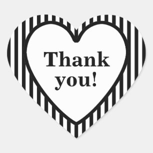 Sticker Cœur Merci - Motif de bande géométrique noir/blanc
