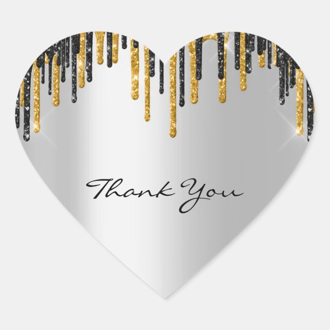 Sticker Cœur Merci Nom Mariage Silver Grey Gold Drivers (Devant)