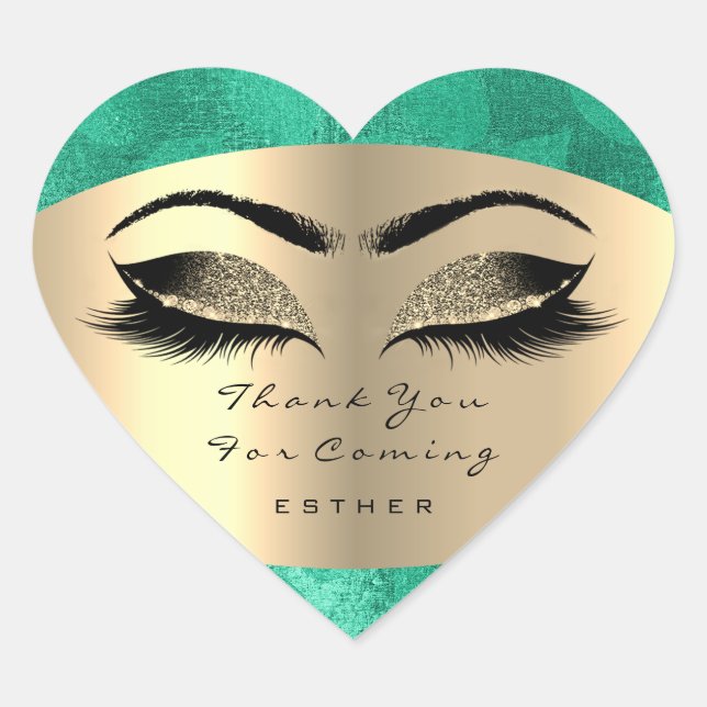 Sticker Cœur Merci Pour Nom Prochain Coeur Vert Douceur 16e (Devant)