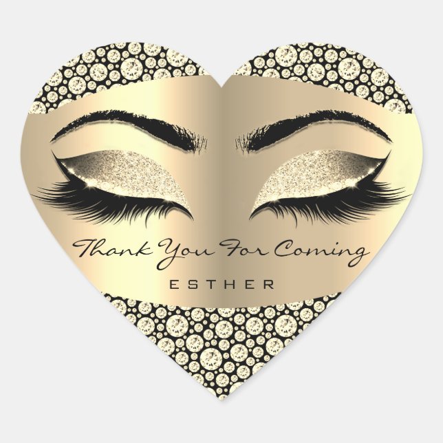Sticker Cœur Merci Pour Nom Prochain Heart Diamond Or (Devant)