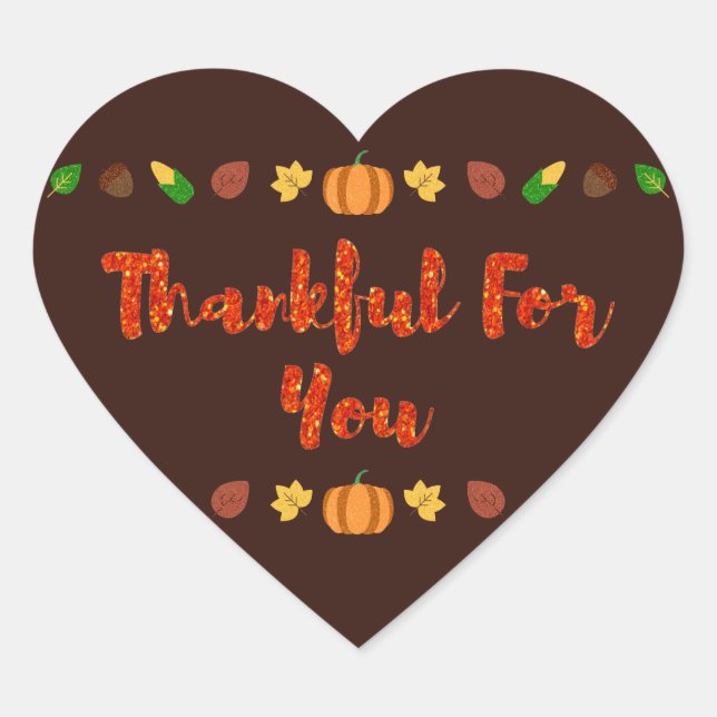 Sticker Cœur Merci Pour Vous, Thanksgiving (Devant)
