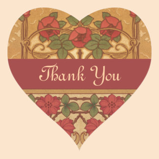 Sticker Cœur Merci Rose Art nouveau
