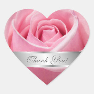 Sticker Cœur Merci rose Fleur rose Personnaliser